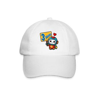 Three Years Little Robot Children's Birthday Party - Baseball Cap - white/white - Front