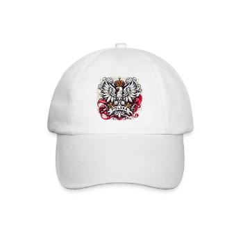 Polen Polska polnisch Wappen Adler Flagge Geschenk - Baseballkappe - Weiß/Weiß - Vorne