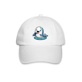 Melody Whale: Der aquatische Crooner - Baseballkappe - Weiß/Weiß - Vorne