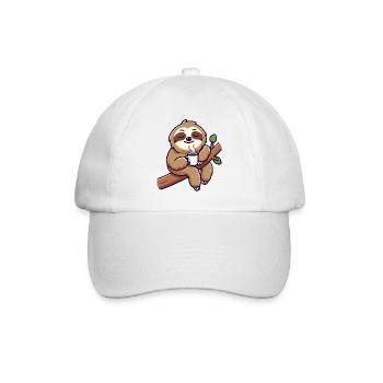 Sloth Sipper: The Leisurely Lounger - Baseball Cap - white/white - Front