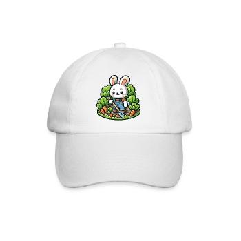 Harvest Hopper: The Gardening Bunny - Baseball Cap - white/white - Front