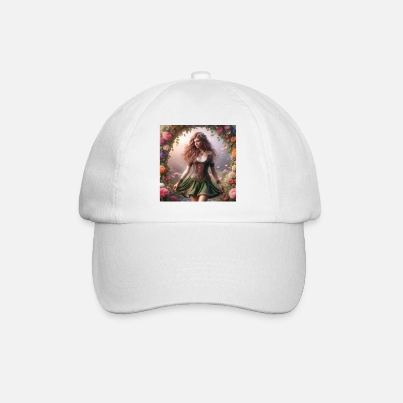 Femme celtique dans une arche de fleurs - Casquette classique - blanc/blanc