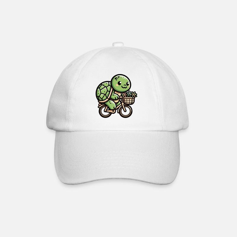 Niedliche Schildkröte Fahrraddesign - Baseballkappe - Weiß/Weiß