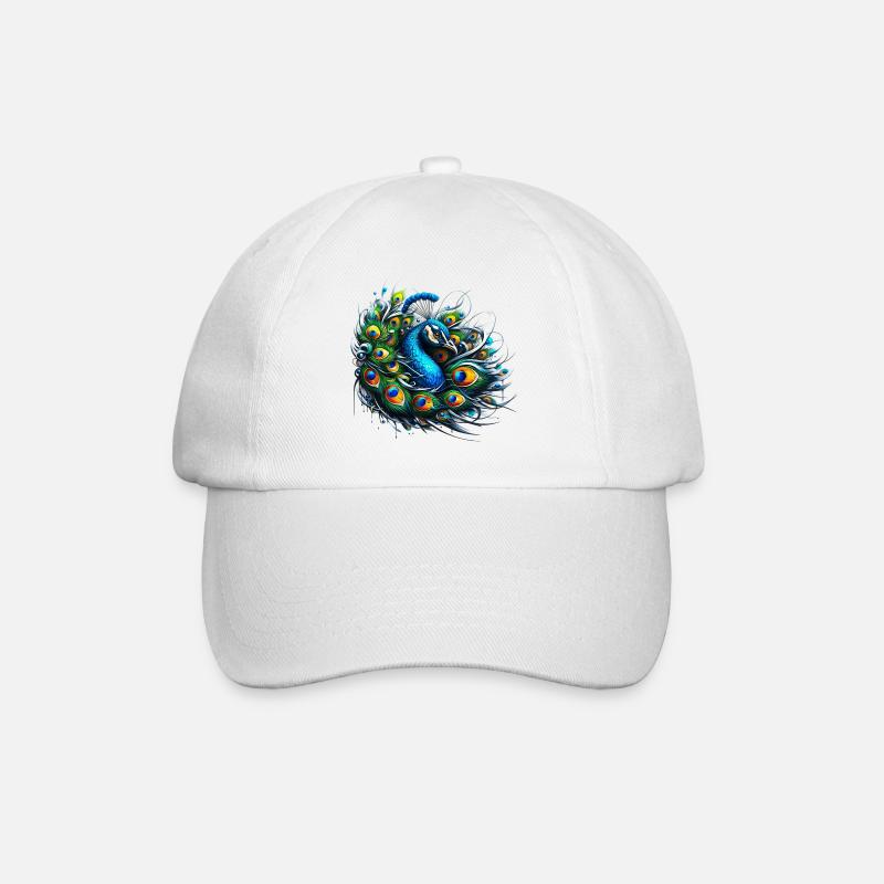 Pfau - Baseballkappe - Weiß/Weiß