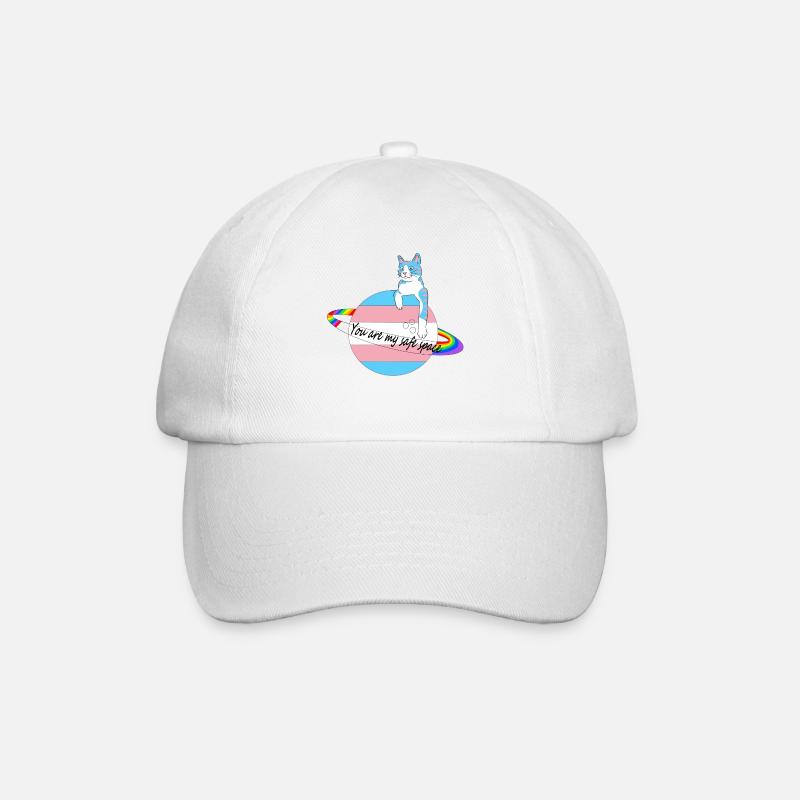 Safe Space Cat - Baseballkappe - Weiß/Weiß