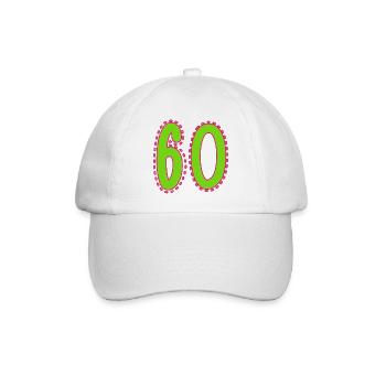 60. 60 YEARS. 60th ANNIVERSARY. 60TH BIRTHDAY. - Baseball Cap - white/white - Front