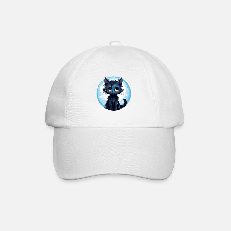 Mondlichtkatze im Nachtkreis - Baseballkappe - Weiß/Weiß