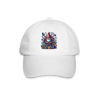 Nain de jardin coloré et sinistre avec des fleurs et des outils - Casquette classique - blanc/blanc - Devant