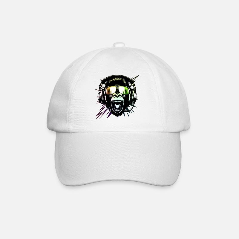 Affe mit Neonbrille - Baseballkappe - Weiß/Weiß