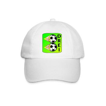 3. Kindergeburtstag - ZAHL 3 - DREI FUßBALL - Baseballkappe - Weiß/Weiß - Vorne