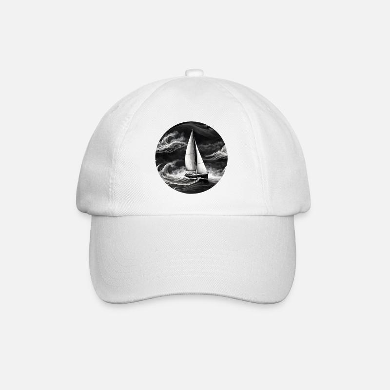 Monochromer Segler im Sturm - Baseballkappe - Weiß/Weiß