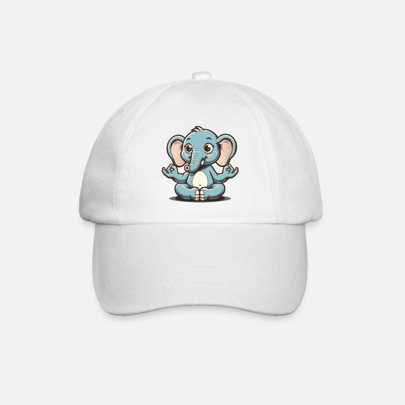 Niedlicher blauer Elefant macht Yoga - Baseballkappe - Weiß/Weiß