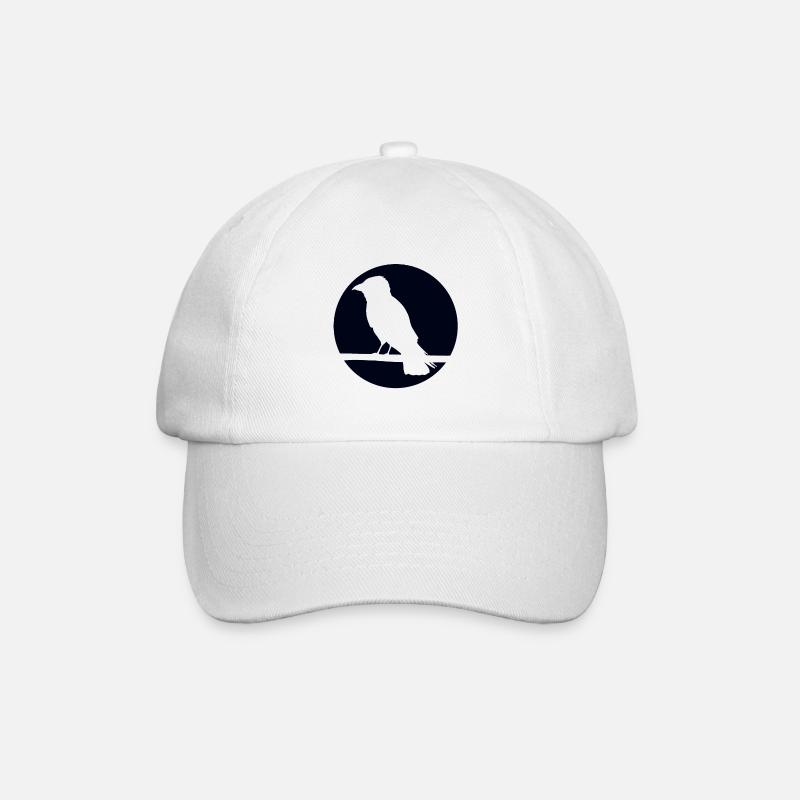 Krähe auf Ast - Baseballkappe - Weiß/Weiß