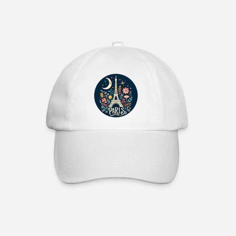 Illustration Florale Paris Étoile et Lune - Casquette classique - blanc/blanc
