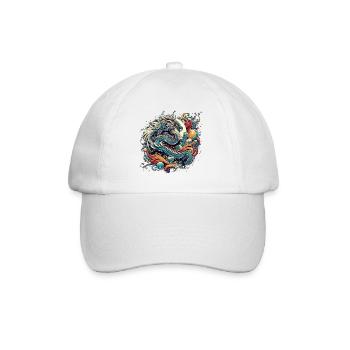 Dragon mystique dans des tourbillons abstraits colorés - Casquette classique - blanc/blanc - Devant