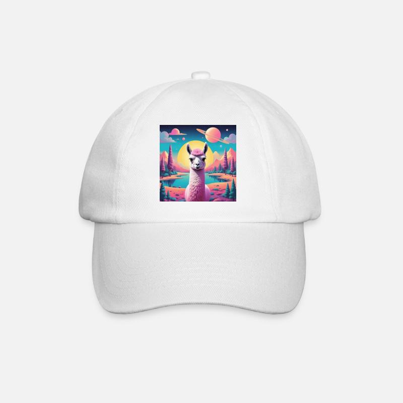 Space Llama - Baseball Cap - white/white