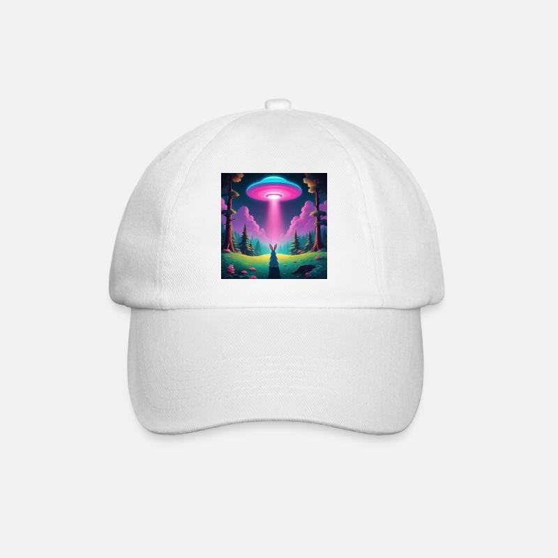 UFO with rabbit - Baseball Cap - white/white