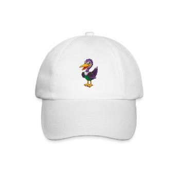Storch Lustige Kawaii Cartoon Figur Clipart - Baseballkappe - Weiß/Weiß - Vorne