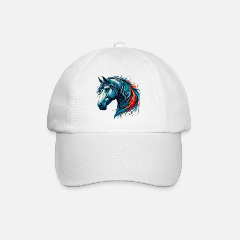 Pferd - Baseballkappe - Weiß/Weiß