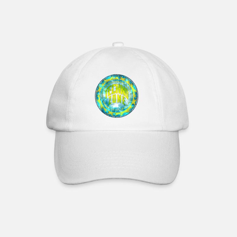 Cyber Techno Design mit Leuchtfarben - Baseballkappe - Weiß/Weiß