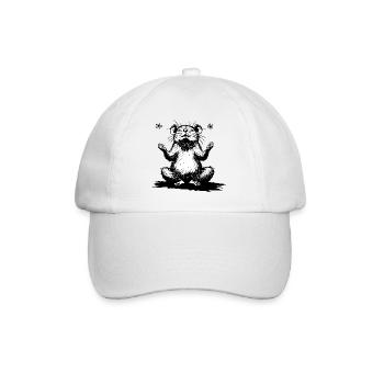 Hamster zen assis en noir et blanc - Casquette classique - blanc/blanc - Devant