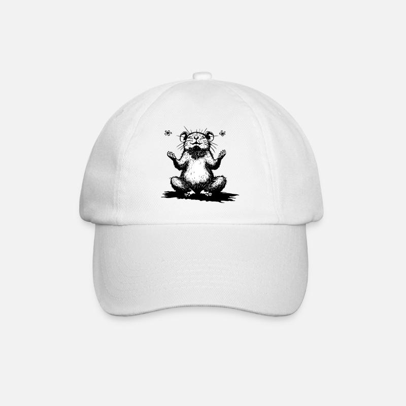 Zen hamster sitting black and white - Baseball Cap - white/white