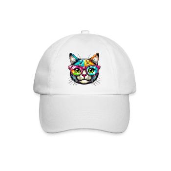 Chat avec des lunettes de soleil - Casquette classique - blanc/blanc - Devant