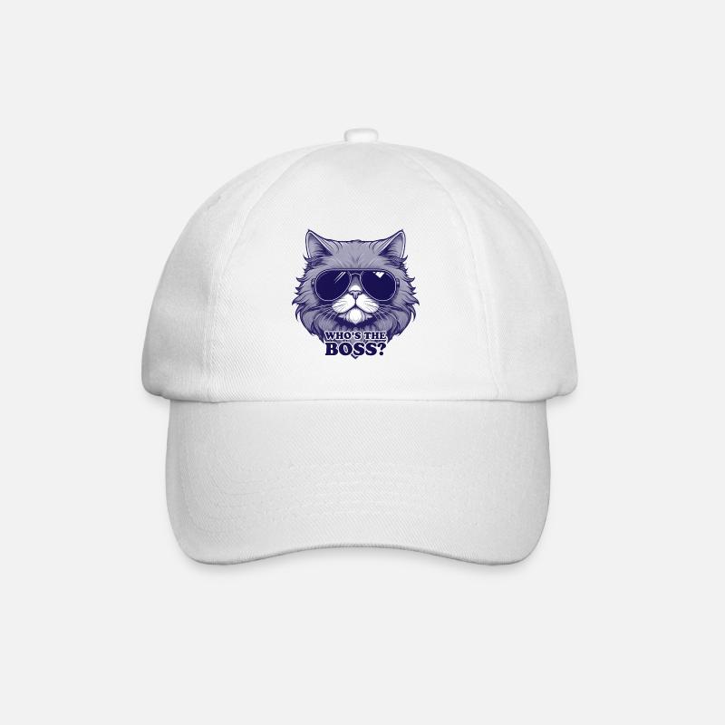 Chat Stylé avec Lunettes de Soleil - Casquette classique - blanc/blanc