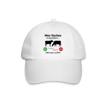 mes vaches m'appellent faut que j'y ailler - Casquette classique - blanc/blanc - Devant