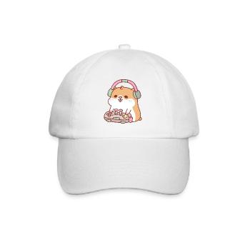 Cute Gamer Hamster Playing Video Games - Baseball Cap - white/white - Front
