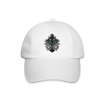 Grabstein-Ornament, Kreuze, gothic design - Baseballkappe - Weiß/Weiß - Vorne