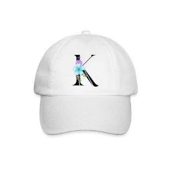 Elegant letter 'K' with flowers - Baseball Cap - white/white - Front