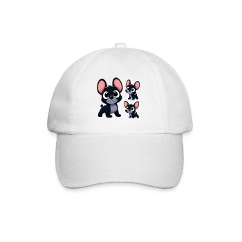 Französische Bulldogge 8 - Baseballkappe - Weiß/Weiß - Vorne
