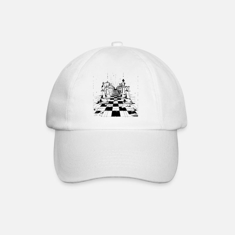 Schach Grafik - Baseballkappe - Weiß/Weiß