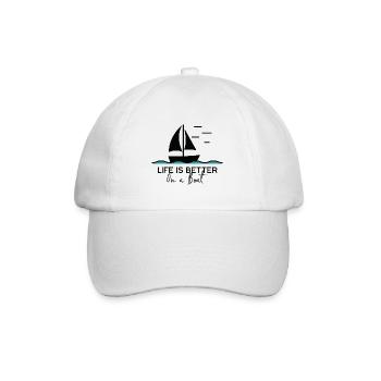 Life is better on a boat sailing yacht harbour - Baseball Cap - white/white - Front
