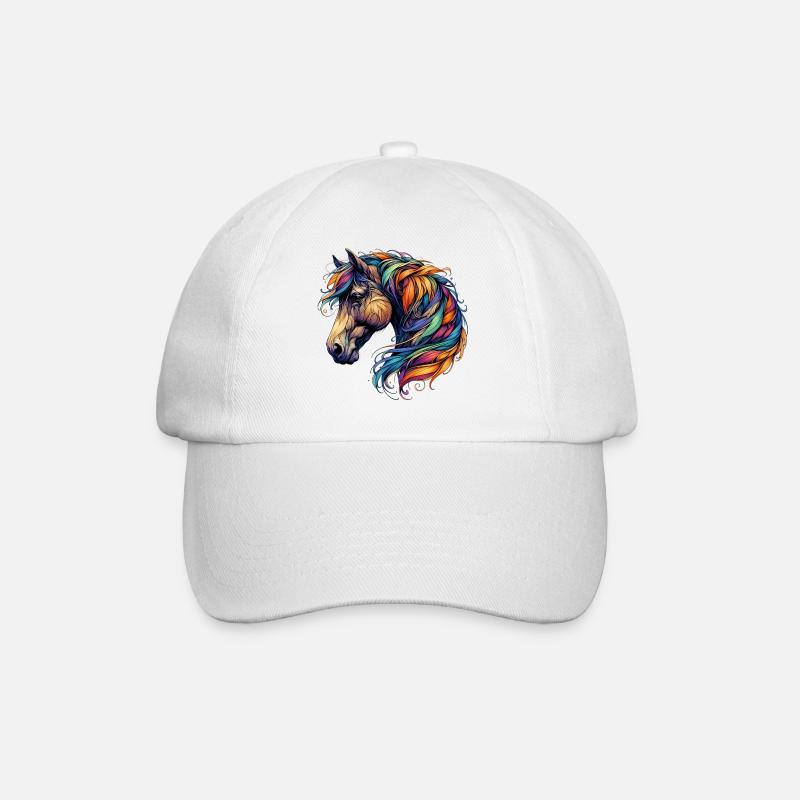 Pferd - Baseballkappe - Weiß/Weiß