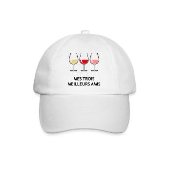 Mes Trois Meilleurs Amis (Vin / Bombé Ouvert) - Casquette classique - blanc/blanc - Devant