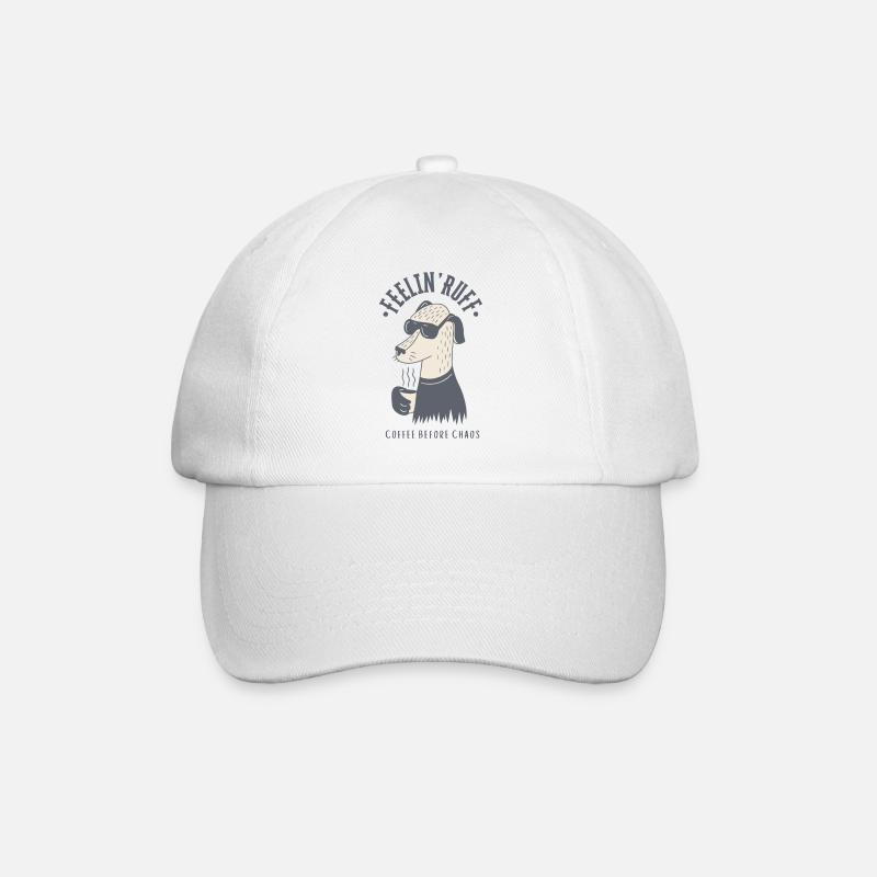 Feelin' Ruff – Coffee before chaos - Baseball Cap - white/white