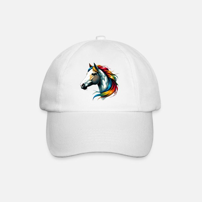 Pferd - Baseballkappe - Weiß/Weiß