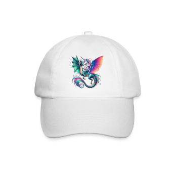 Regenbogen Drachen EInhorn Fusion - Baseballkappe - Weiß/Weiß - Vorne
