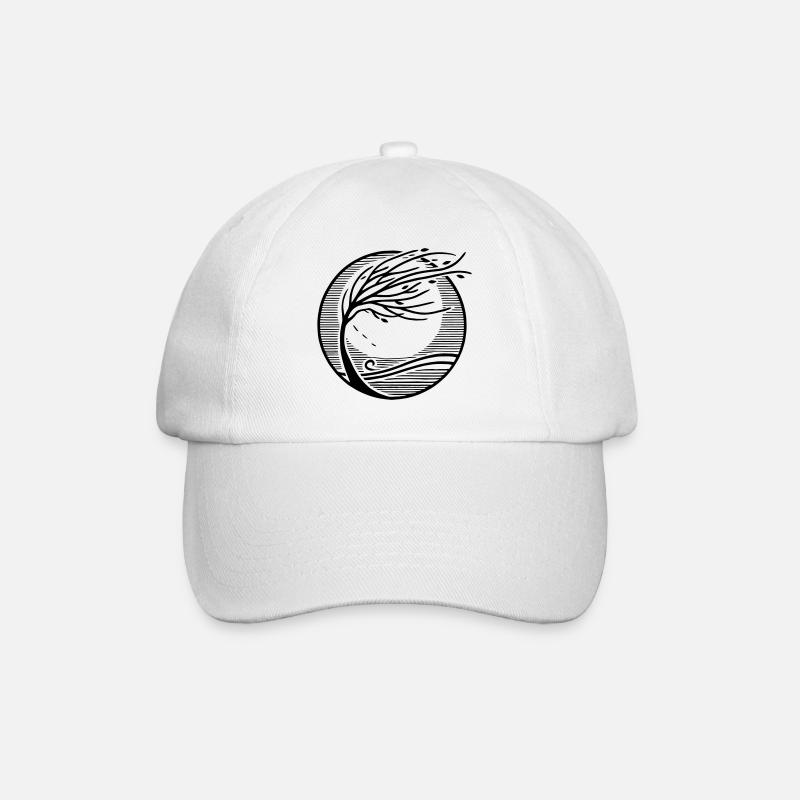 Windbaum - Eleganz der Natur | Minimalistisch - Baseballkappe - Weiß/Weiß