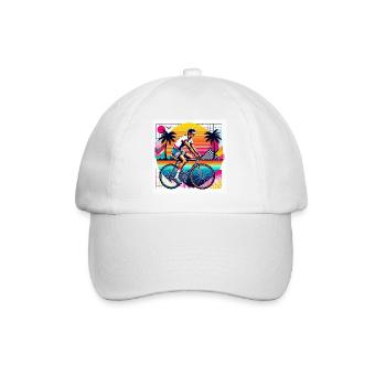 retro road bike rider 80s vintage - Baseball Cap - white/white - Front
