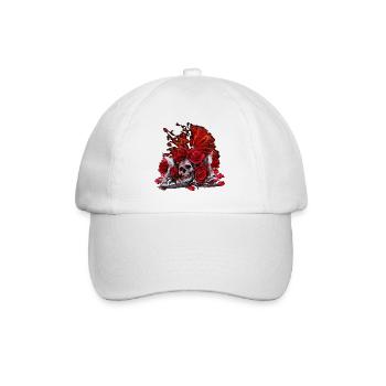 Buchband aufgeschlagen, menschenschädel, farbleck - Baseballkappe - Weiß/Weiß - Vorne