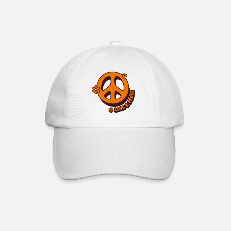 Love & Peace – Retro Hippie Style - Baseball Cap - white/white