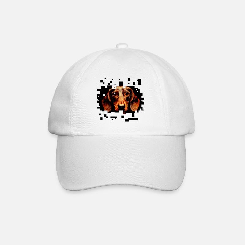 Dachshund Wirehaired Pixelart - Baseball Cap - white/white