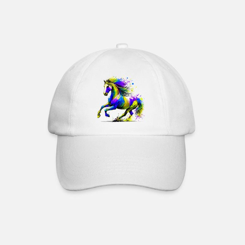 Pferd - Baseballkappe - Weiß/Weiß