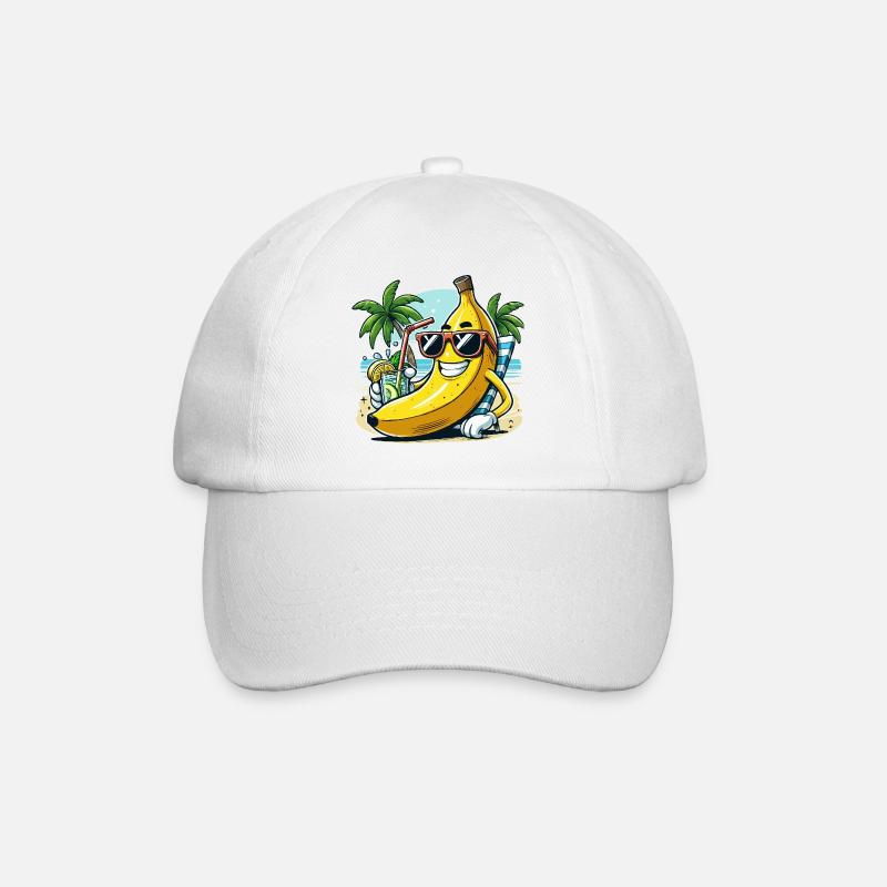Entspannte Banane - Baseballkappe - Weiß/Weiß
