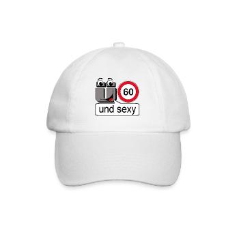 60. Geburtstag , und sexy - Baseballkappe - Weiß/Weiß - Vorne