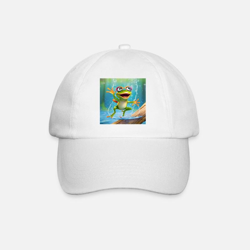 Frosch, Amphibie, Laubfrosch - Baseballkappe - Weiß/Weiß