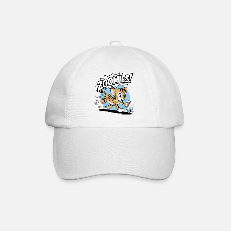 Zoomies – Cheetah Chasing a Butterfly - Baseball Cap - white/white